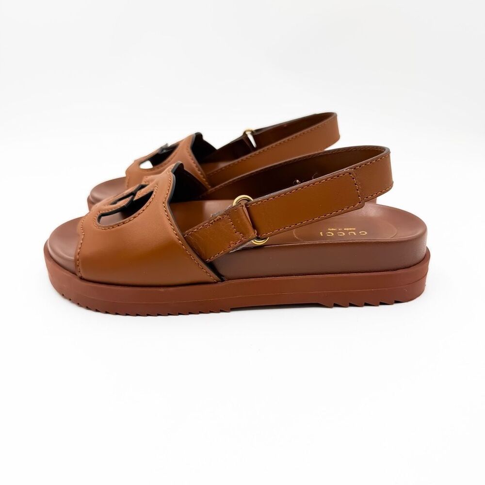 Gucci GG Cutout Sandals Cosmos Softy Tan Leather Size 38, US 8 - Picture 4 of 13